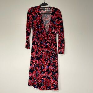 EUC faux wrap dress with 3/4 sleeves